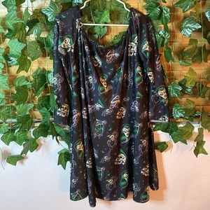 Sourpuss black print off the shoulder dress